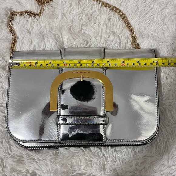 Stella McCartney Silver Metallic Gold Hardware Crossbody Bag Salma Hayek - Picture 14 of 16
